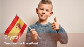  Presentation with spain - Cool new presentation design with young-little-caucasian-kid-flag backdrop and a coral colored foreground