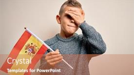  Presentation with angry kid - Amazing PPT theme having young-little-caucasian-kid-flag backdrop and a coral colored foreground