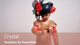  Presentation with spanish - Presentation design having young-little-caucasian-kid-girl background and a coral colored foreground