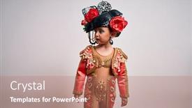  Presentation with spanish - Presentation theme enhanced with young-little-caucasian-kid-girl background and a coral colored foreground