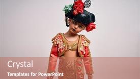  Presentation with spanish - Slide set with young-little-caucasian-kid-girl background and a coral colored foreground