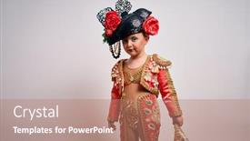  Presentation with spanish - Colorful presentation theme enhanced with young-little-caucasian-kid-girl backdrop and a coral colored foreground