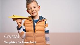  Presentation with imagination - Presentation design having young-little-caucasian-kid-having background and a coral colored foreground