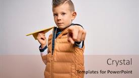  Presentation with imagination - PPT layouts featuring young-little-caucasian-kid-having background and a coral colored foreground