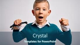  Presentation with eyesight - Amazing presentation theme having young-little-caucasian-kid-holding backdrop and a ocean colored foreground