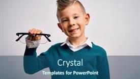  Presentation with eyesight - Slide deck having young-little-caucasian-kid-holding background and a ocean colored foreground