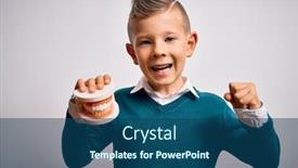  Presentation with dental prosthesis - Amazing presentation theme having young-little-caucasian-kid-holding backdrop and a ocean colored foreground