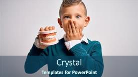  Presentation with dental prosthesis - Slides featuring young-little-caucasian-kid-holding background and a ocean colored foreground