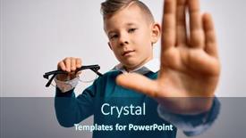  Presentation with eyesight - Amazing slide deck having young-little-caucasian-kid-holding backdrop and a navy blue colored foreground