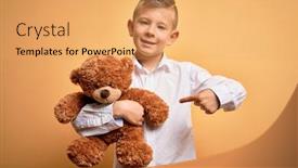  Presentation with teddy bear - PPT layouts with young-little-caucasian-kid-hugging background and a yellow colored foreground