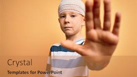  Presentation with yellow medical - Colorful slide set enhanced with young-little-caucasian-kid-injured backdrop and a coral colored foreground