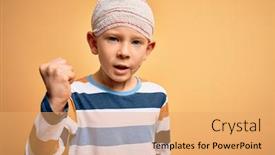 Presentation with anger kid - Theme consisting of young-little-caucasian-kid-injured background and a yellow colored foreground