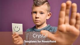  Presentation with kid prison - Presentation enhanced with young-little-caucasian-kid-showing background and a coral colored foreground