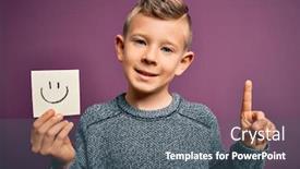  Presentation with kid happy birthday - Presentation theme consisting of young-little-caucasian-kid-showing background and a ocean colored foreground