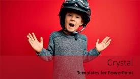  Presentation with vintage motorcycle - Audience pleasing slides consisting of young-little-caucasian-kid-wearing backdrop and a crimson colored foreground