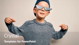  Presentation with happy life - Theme enhanced with young-little-caucasian-kid-wearing background and a gray colored foreground