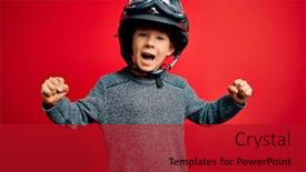  Presentation with vintage motorcycle - Amazing slide deck having young-little-caucasian-kid-wearing backdrop and a crimson colored foreground