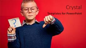  Presentation with angry kid - Slide set enhanced with young-little-caucasian-kid-wearing background and a red colored foreground