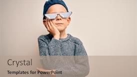  Presentation with internet - Presentation theme featuring young-little-caucasian-kid-wearing background and a coral colored foreground