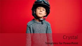  Presentation with vintage motorcycle - PPT theme having young-little-caucasian-kid-wearing background and a crimson colored foreground