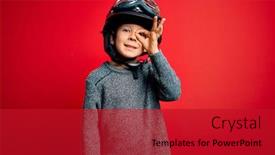 Presentation with vintage motorcycle - Presentation theme consisting of young-little-caucasian-kid-wearing background and a crimson colored foreground