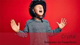  Presentation with vintage motorcycle - PPT theme with young-little-caucasian-kid-wearing background and a crimson colored foreground