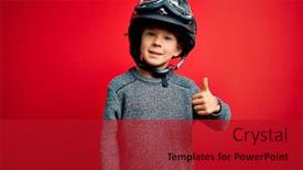  Presentation with vintage motorcycle - Colorful slide set enhanced with young-little-caucasian-kid-wearing backdrop and a crimson colored foreground