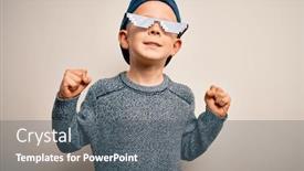  Presentation with celebration life - Beautiful PPT theme featuring young-little-caucasian-kid-wearing backdrop and a gray colored foreground