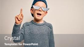  Presentation with happy life - Colorful presentation design enhanced with young-little-caucasian-kid-wearing backdrop and a gray colored foreground