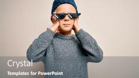  Presentation with migraine - Cool new slide deck with young-little-caucasian-kid-wearing backdrop and a gray colored foreground