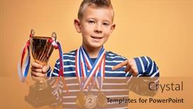 Presentation with award winner - Colorful presentation enhanced with young-little-caucasian-kid-wearing backdrop and a yellow colored foreground