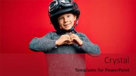  Presentation with vintage motorcycle - Audience pleasing presentation theme consisting of young-little-caucasian-kid-wearing backdrop and a crimson colored foreground