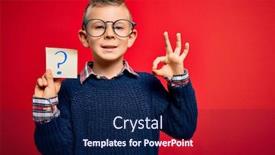  Presentation with glasses - Audience pleasing presentation design consisting of young-little-caucasian-kid-wearing backdrop and a navy blue colored foreground