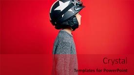 Presentation with vintage motorcycle - PPT theme having young-little-caucasian-kid-wearing background and a crimson colored foreground