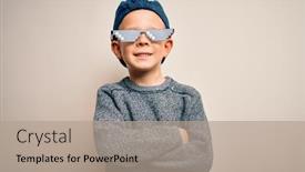  Presentation with happy life - Colorful presentation theme enhanced with young-little-caucasian-kid-wearing backdrop and a coral colored foreground