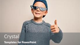  Presentation with happy life - Amazing presentation having young-little-caucasian-kid-wearing backdrop and a dark gray colored foreground