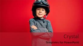  Presentation with vintage motorcycle - Colorful slides enhanced with young-little-caucasian-kid-wearing backdrop and a crimson colored foreground