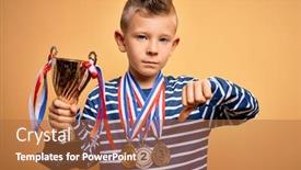  Presentation with award winner - Audience pleasing presentation theme consisting of young-little-caucasian-kid-wearing backdrop and a red colored foreground