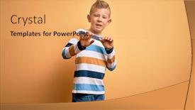  Presentation with blue eyes - Amazing slide deck having young-little-caucasian-kid backdrop and a yellow colored foreground