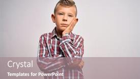  Presentation with blue eyes - Presentation theme enhanced with young-little-caucasian-kid background and a gray colored foreground
