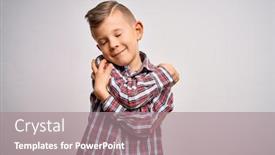  Presentation with blue eyes - Colorful slides enhanced with young-little-caucasian-kid backdrop and a gray colored foreground