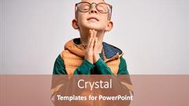  Presentation with blue eyes - PPT theme consisting of young-little-caucasian-kid background and a coral colored foreground