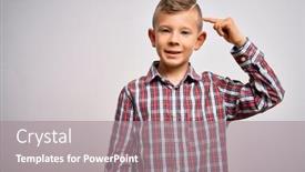 Presentation with great idea - Slide set consisting of young-little-caucasian-kid background and a gray colored foreground