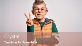  Presentation with blue eyes - Colorful slide deck enhanced with young-little-caucasian-kid backdrop and a coral colored foreground