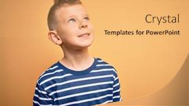  Presentation with blue eyes - Presentation theme having young-little-caucasian-kid background and a yellow colored foreground