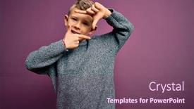  Presentation with winter blue - Amazing presentation theme having young-little-caucasian-kid backdrop and a violet colored foreground