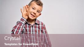 Presentation with blue eyes - Amazing presentation theme having young-little-caucasian-kid backdrop and a coral colored foreground