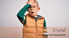  Presentation with glasses - Colorful presentation enhanced with young-little-caucasian-kid backdrop and a coral colored foreground