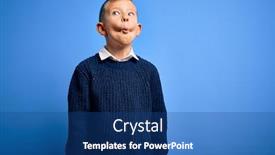  Presentation with blue eyes - Presentation theme with young-little-caucasian-kid background and a ocean colored foreground