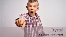  Presentation with angry kid - Theme having young-little-caucasian-kid background and a light gray colored foreground